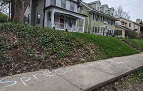 chalk sidewalk stay positive text