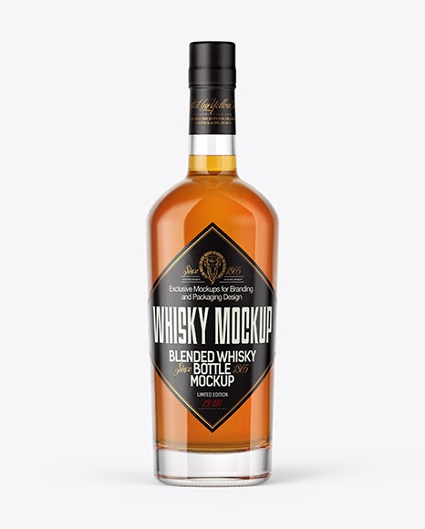 Download Download Clear Glass Bottle with Whiskey Mockup Object ...