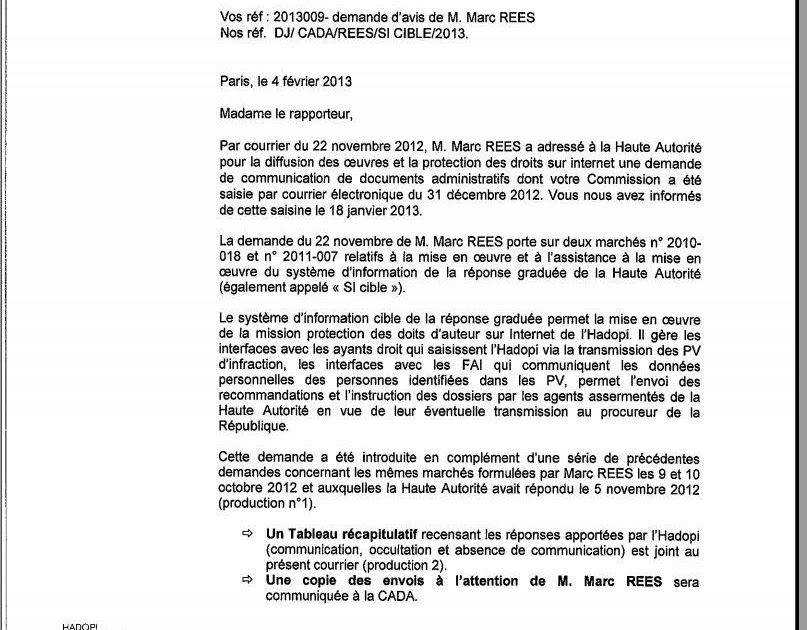 Lettre Dinformation à Une Autorité Administrative 