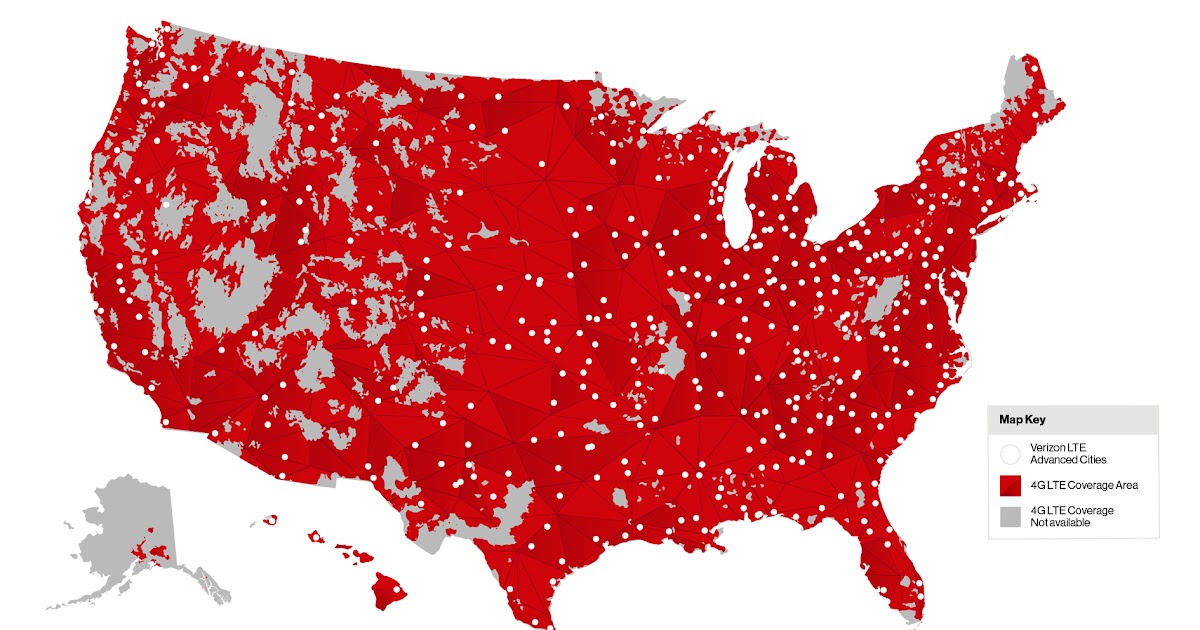 Verizon 4g Lte Coverage Map  Large World Map