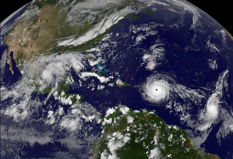 Hurricane Irma over the Caribbean islands