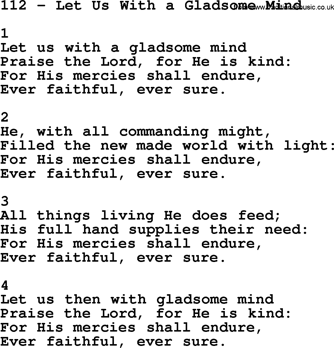 Ships from and sold by rock it man. Adventist Hymnal Song 112 Let Us With A Gladsome Mind With Lyrics Ppt Midi Mp3 And Pdf