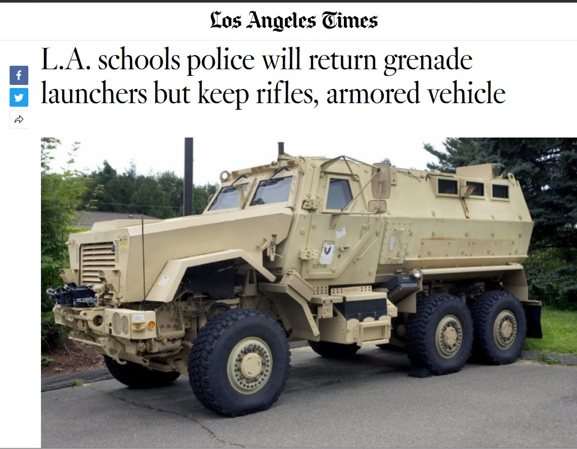 LA Times clipping showing armored car