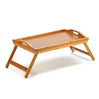 Tray for eating in bed serving ray with legs and handles made of bamboo
