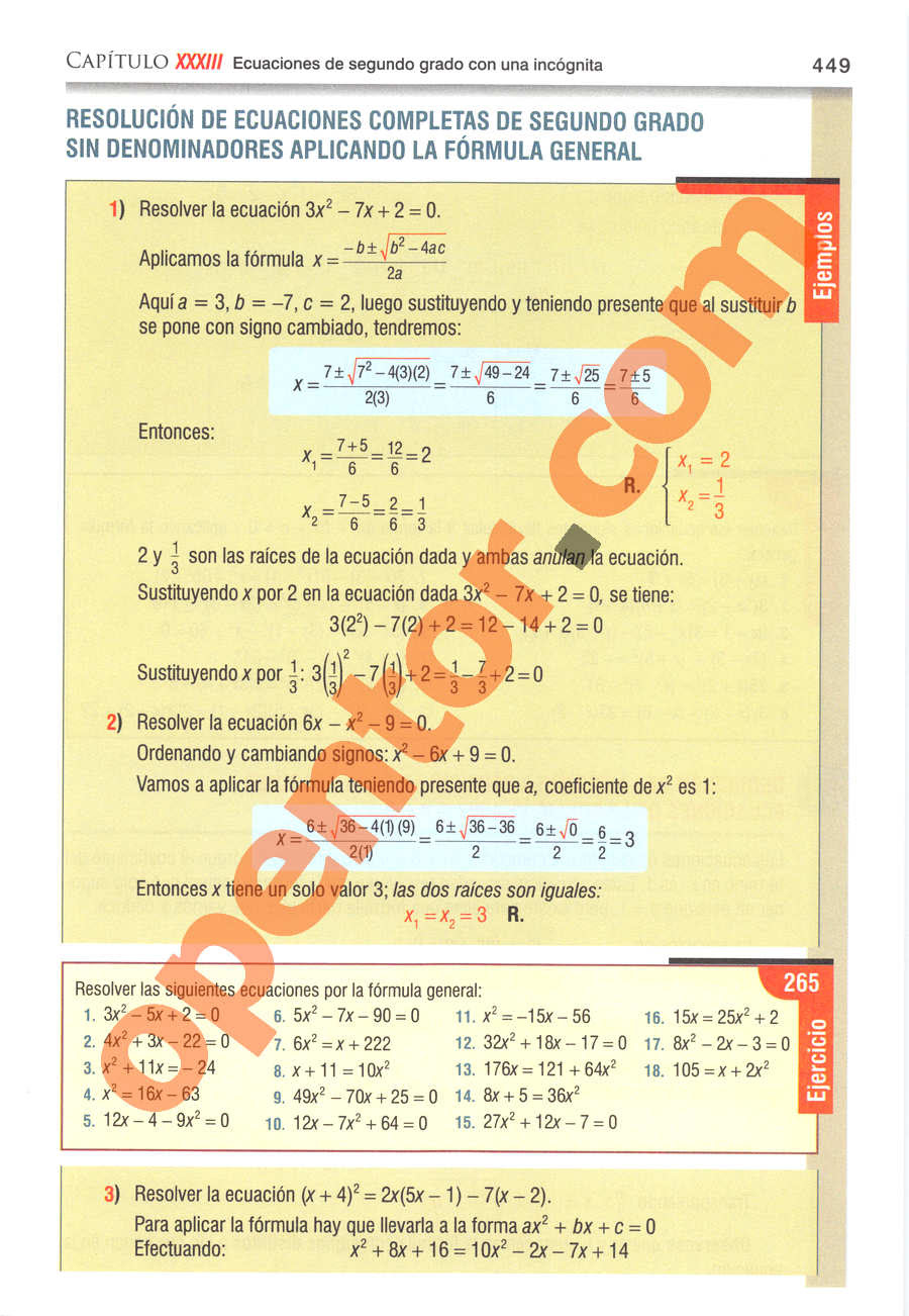 Gramática de uso del español teoría y práctica. Algebra De Baldor Pagina 449