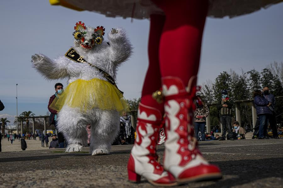 "La Diablada" dancers take part in a celebration in honor of the Virgin del Carmen, patron saint of Chile.
