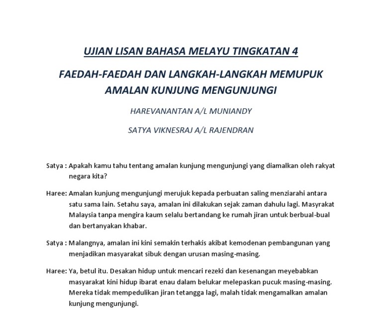 Dialog Bahasa Melayu 5 Orang / Percakapan Dialog Bahasa
