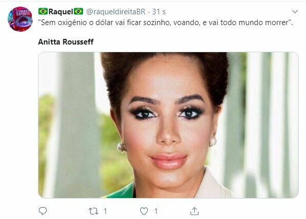 Anitta Rousseff ficou entre os assuntos mais comentados do Twitter