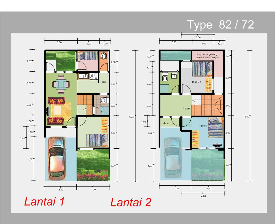 Denah  Rumah  2  Lantai  Model 2022 Denah  Rumah  7x14 2  Lantai 