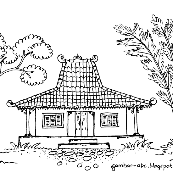 70 Gambar Mewarnai Rumah  Adat  Jawa Gambar Mewarnai