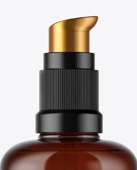 Download Amber Cosmetic Bottle W Pump Mockup