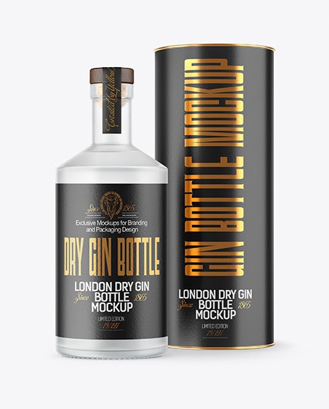 Download Frosted Glass Gin Bottle With Tube Mockup - Download Free ...