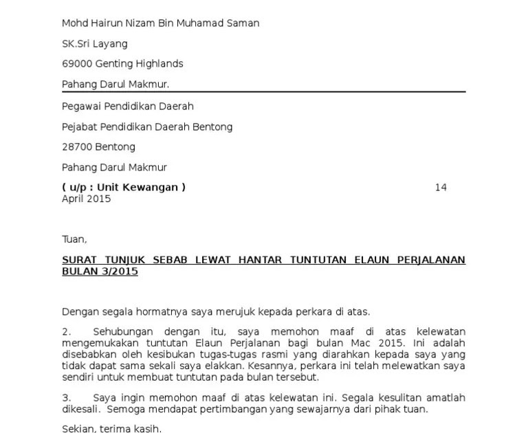 Contoh Surat Tunjuk Sebab Kesalahan Tat Tertib Kerja