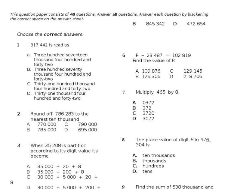 Soalan Ujian Bulanan 1 Matematik Tingkatan 4 - Persoalan x