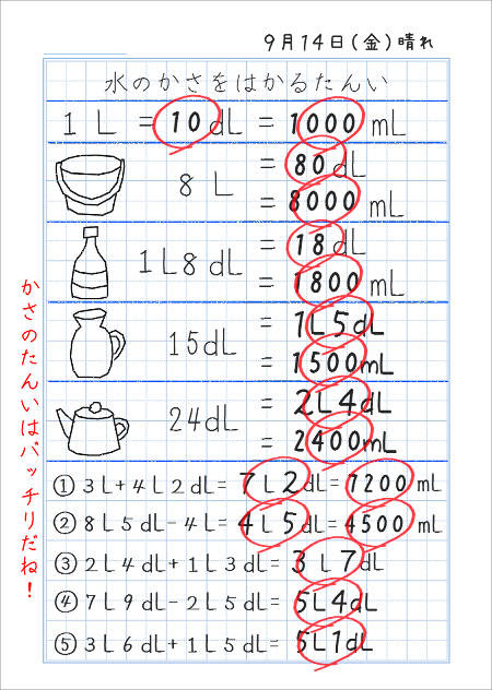 心に強く訴える小2 算数 かさ プリント 子供のための最高のぬりえ
