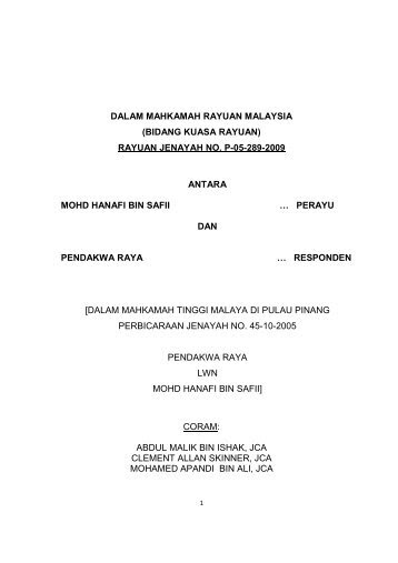 Surat Rasmi Rayuan Mahkamah - Selangor p