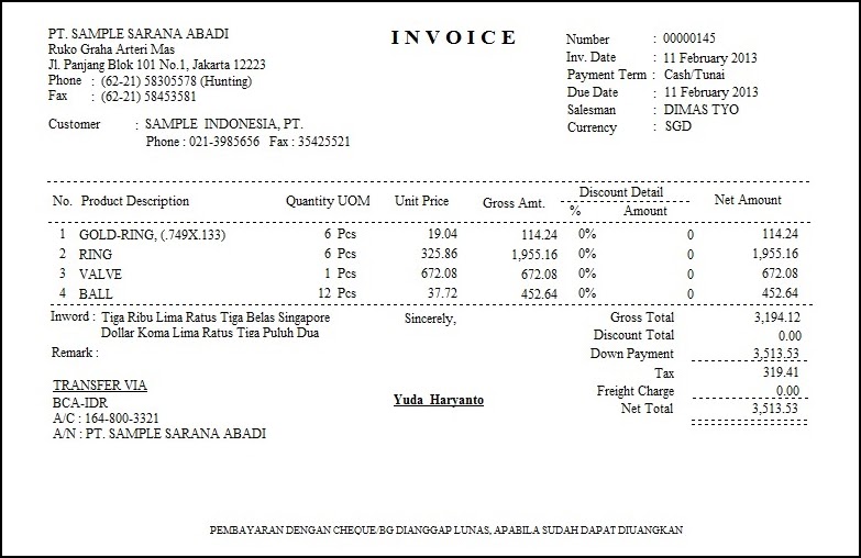 Contoh Invoice Kwitansi - Mikonazol