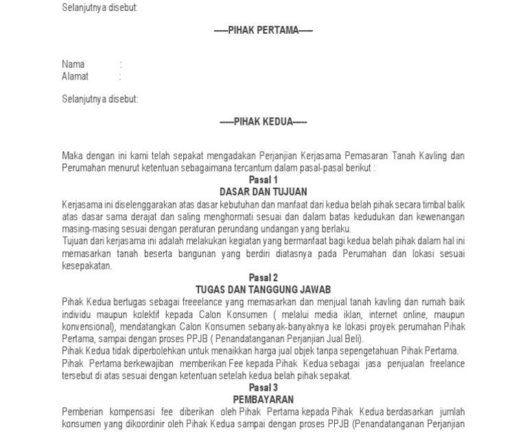 Kontrak Kerja Freelance / Contoh Surat Perjanjian Kerja ...