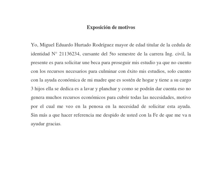 Carta De Motivos Para Solicitar Beca - i Carta De