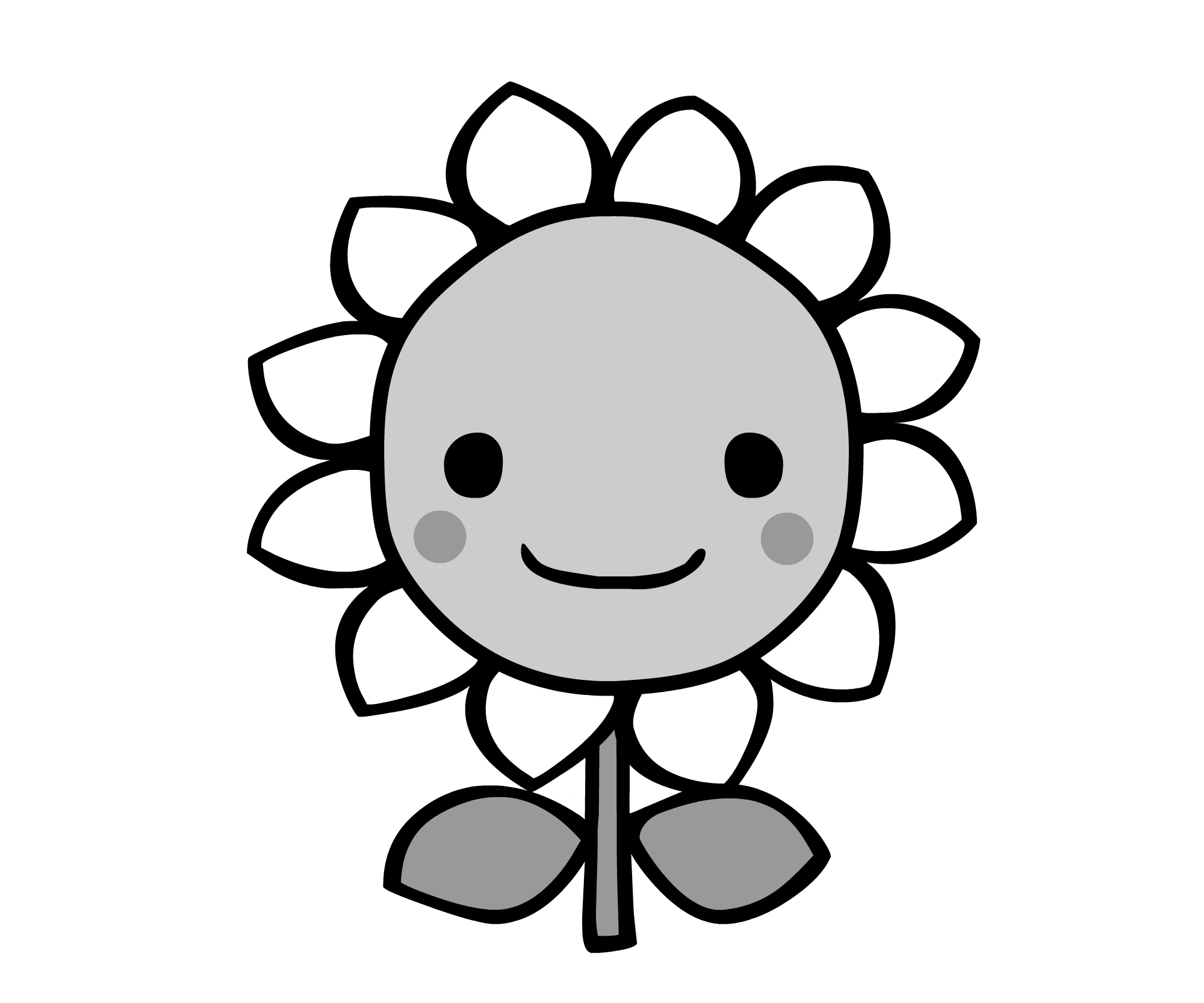 ひまわり イラスト 白黒 Ituirasuto