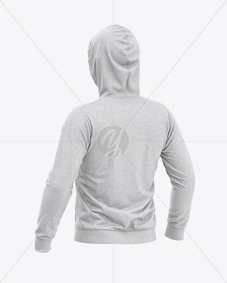 Download Download Men's Heather Full-Zip Hoodie Mockup - Back Half ...