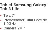 Tablet Samsung Galaxy Tab 3 Lite Tela 7? Processador Dual Core de 1.2GHz Câmera 2MP