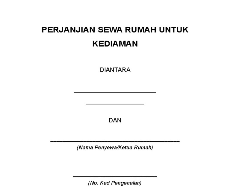 surat perjanjian sewa rumah 2018