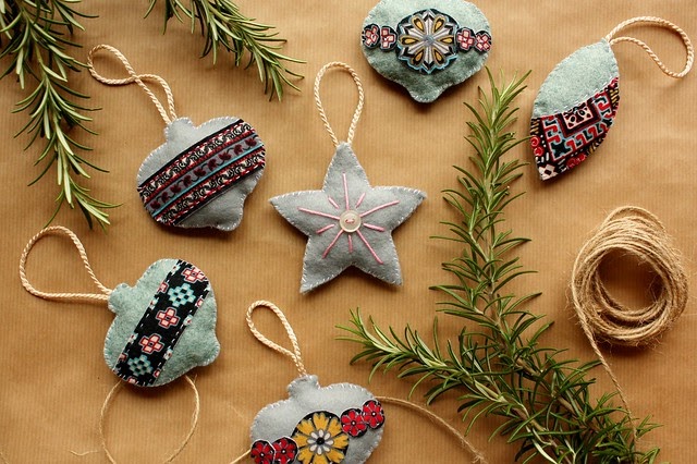 found sewn Handmade  Christmas  Decorations 