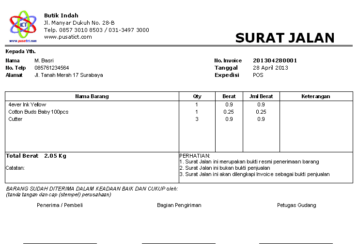 Contoh Surat Jalan Ms Word Contoh Surat