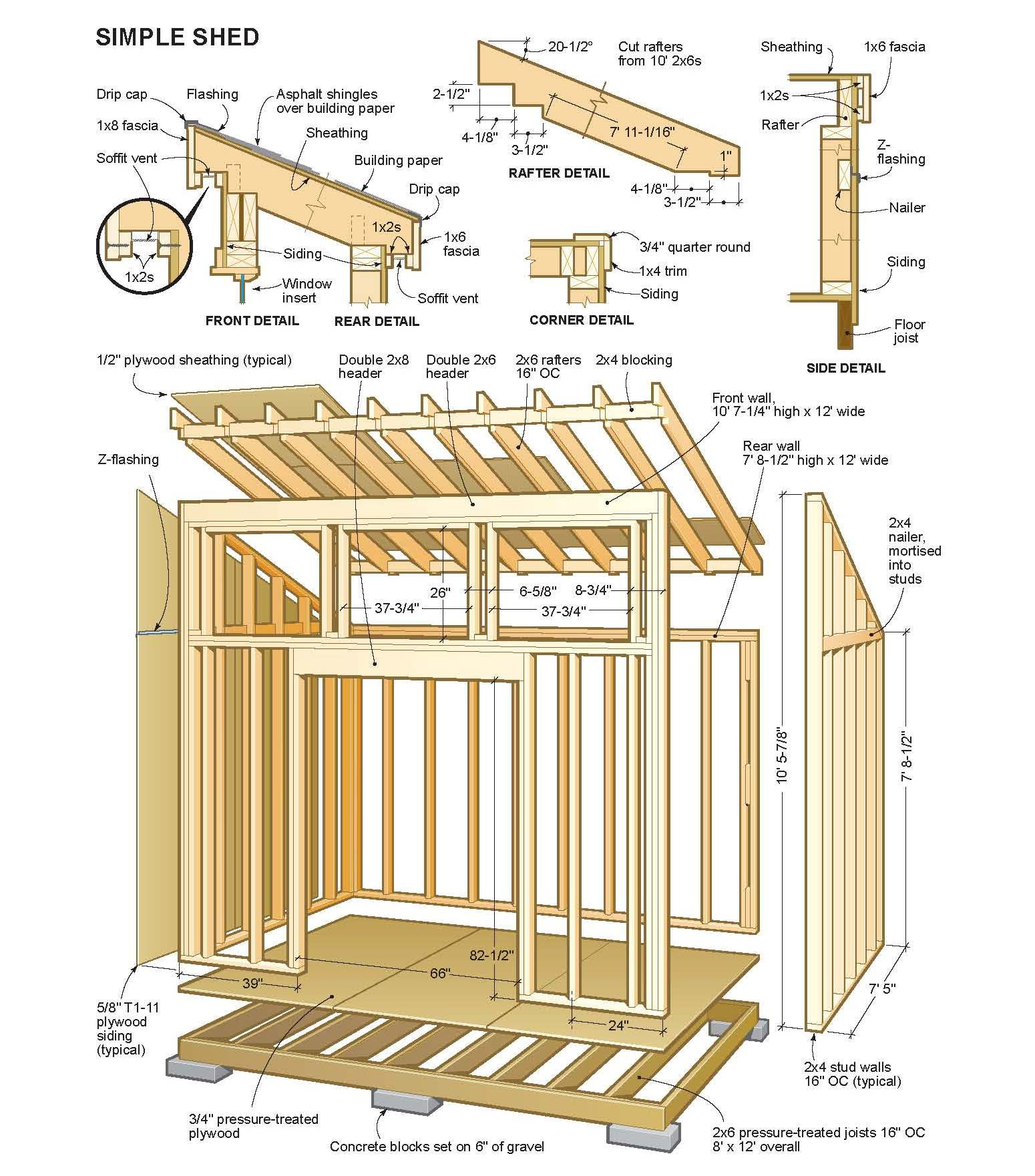The rafters or joists span the distance between the walls. Shed Blueprints Shed Plans Can Have A Variety Of Roof Styles