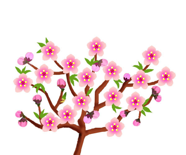 動物画像無料 心に強く訴える桃の花 イラスト フリー