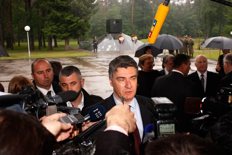 Prime Minister Zoran Milanovic at mass grave Tezno 15 May 2015 Photo: Cropix