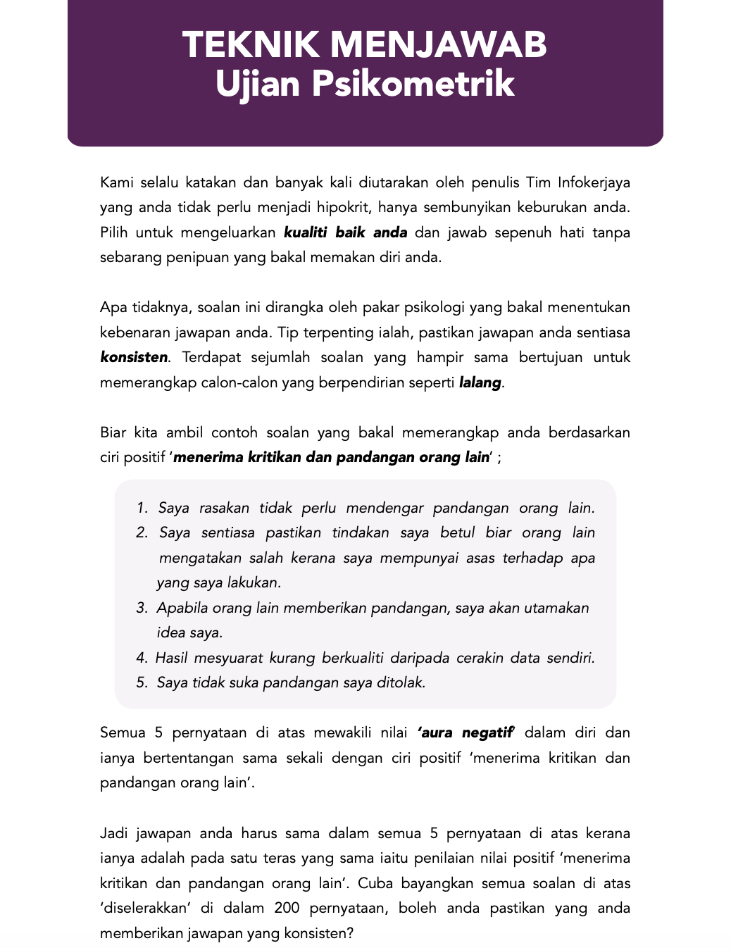 Sistem online untuk kegunaan pegawai bhg. Ujian Psikometrik Contoh Soalan Ujian Psikometrik Spa Jawatan Kerajaan