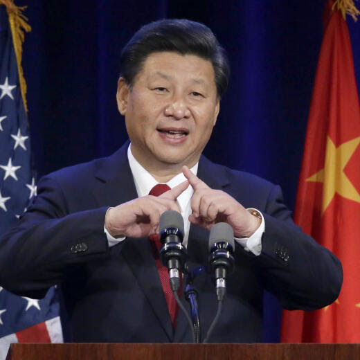 FILE - Chinese President Xi Jinping talks about how the Chinese symbol for the word "people" resembles two sticks supporting each other as he speaks at a banquet in Seattle, on Sept. 22, 2015. The Chinese president's visit was a top Washington state news item in 2015. (AP Photo/Ted S. Warren, File)