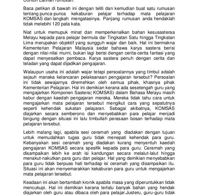 Contoh Soalan Rumusan Bahasa Melayu Pt3 - Soalan c