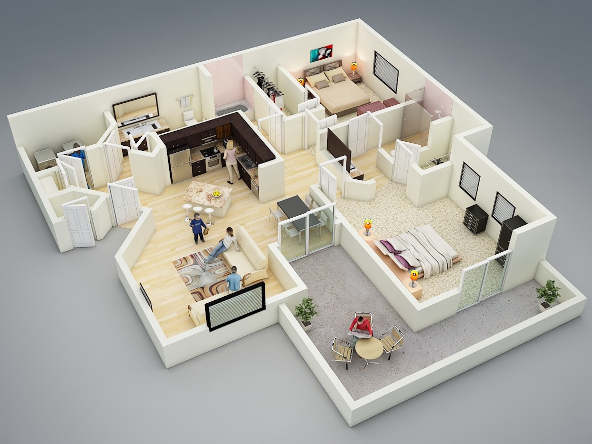 By becoming a member you will be able to manage your projects shared from home design 3d apps, comment others projects and be part of our community! 25 More 2 Bedroom 3d Floor Plans