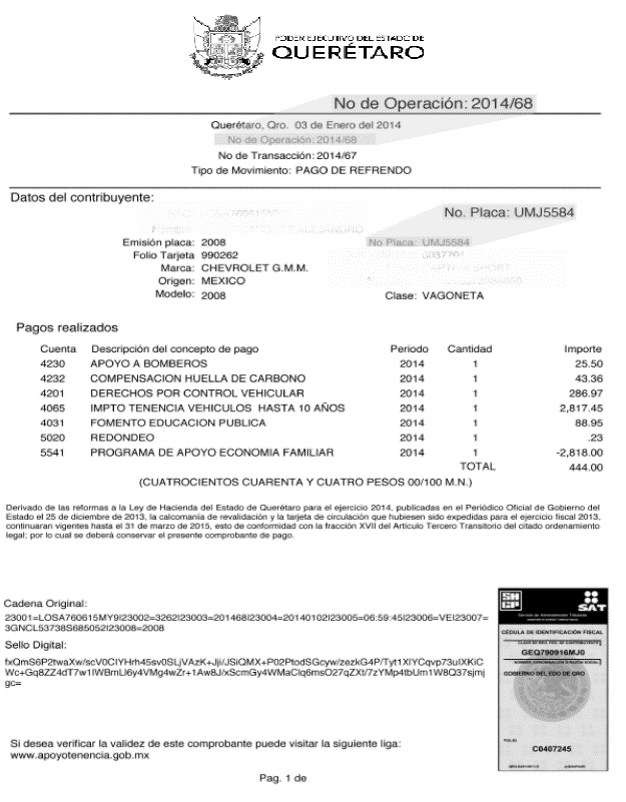 Reposicion De Tarjeta De Circulacion En Queretaro Para