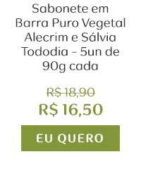 Sabonete em Barra Puro Vegetal Alecrim e Sálvia Tododia - 5un de 90g cada
