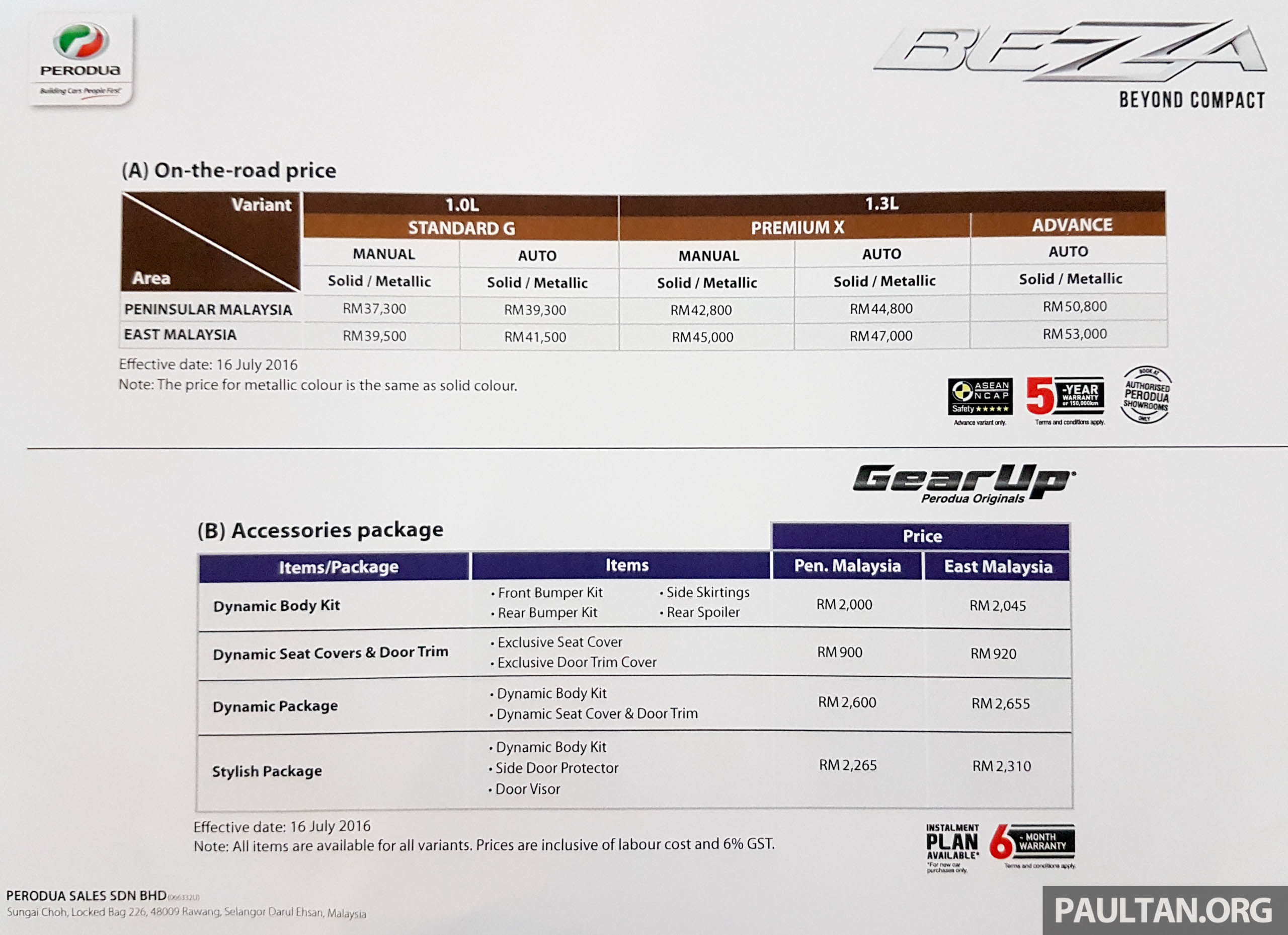 Perodua Bezza Price Comparison - Surasmi G