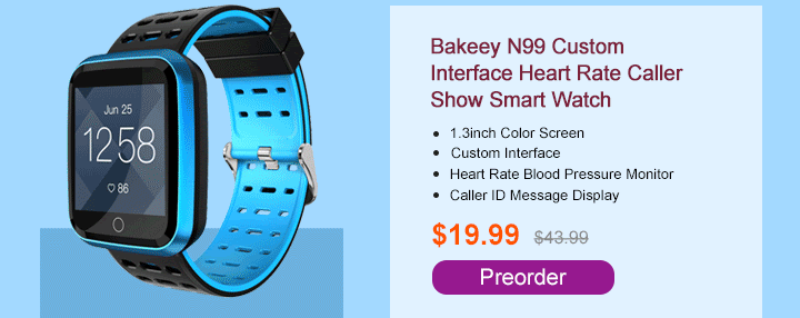 Bakeey N99 1.3' Custom Interface HR Blood Pressure Caller ID Display Smart Watch