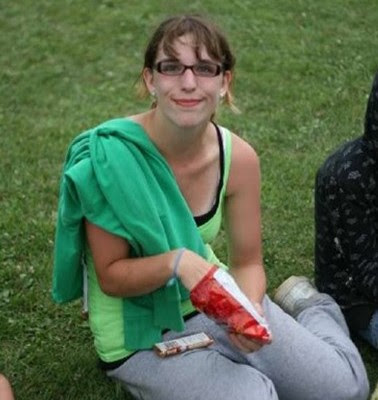 Lindsay in 2009 enjoying Tuck Time (evening snack) at camp