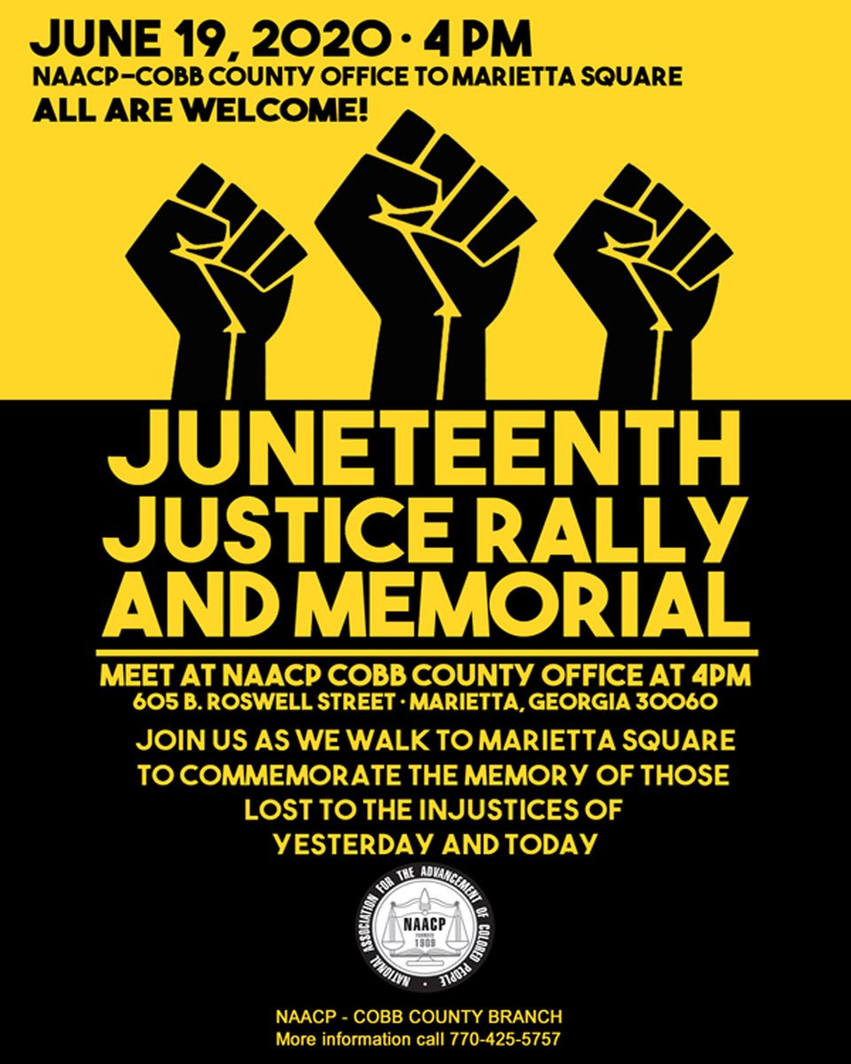 Juneteenth, the first day of freedom. Juneteenth Justice Rally And Memorial Marietta Com
