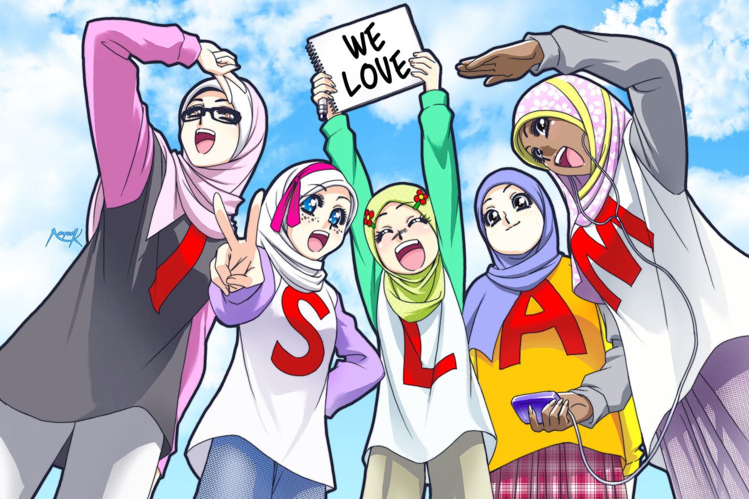 Gambar Kartun Muslimah Adik Kakak Kolek Gambar