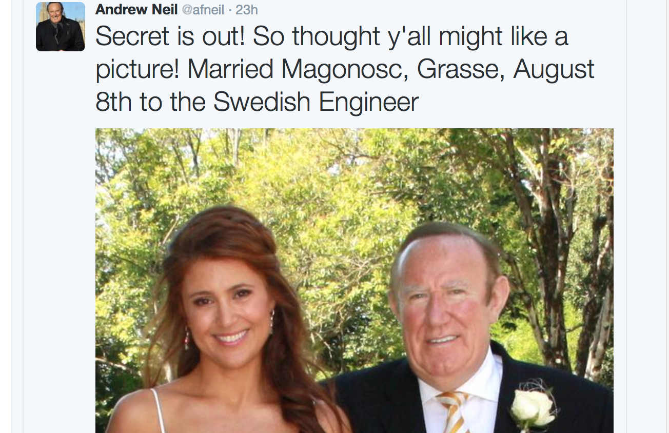 Find the perfect andrew neil stock photos and editorial news pictures from getty images. Neil Ties Knot With The Swedish Engineer Daily Business