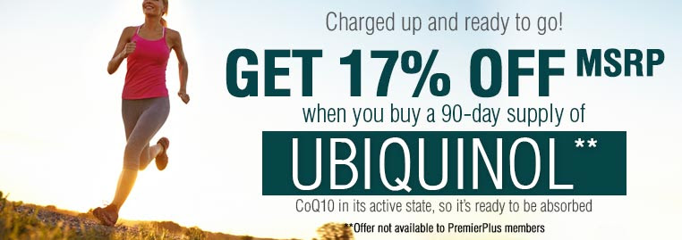 Get 17% OFF MSRP when you buy a 90-day supply of Ubiquinol