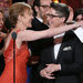 Foreground, from left, Barbara Whitman, Alison Bechdel, Kristin Caskey and Mike Isaacson accepting the Tony for best musical for 