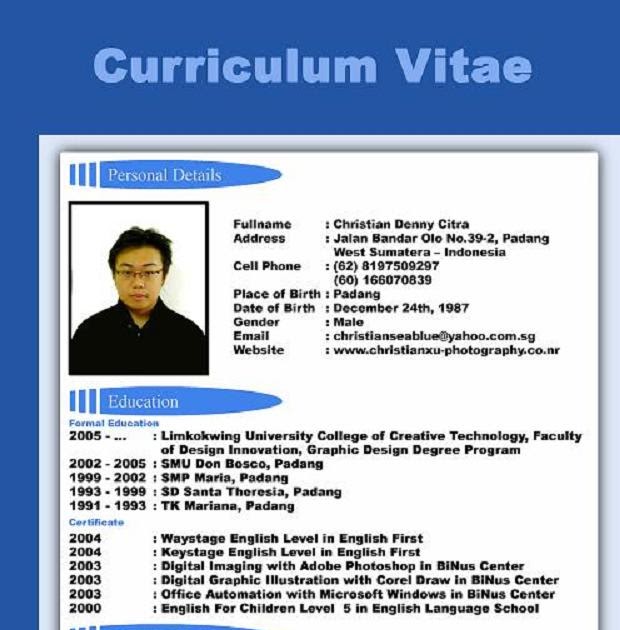 Contoh Cv Yg Bagus Dan Menarik {{12}} - Contoh U