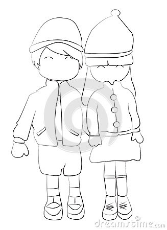 Orasnap Cute Boy And Girl Holding Hands Drawing