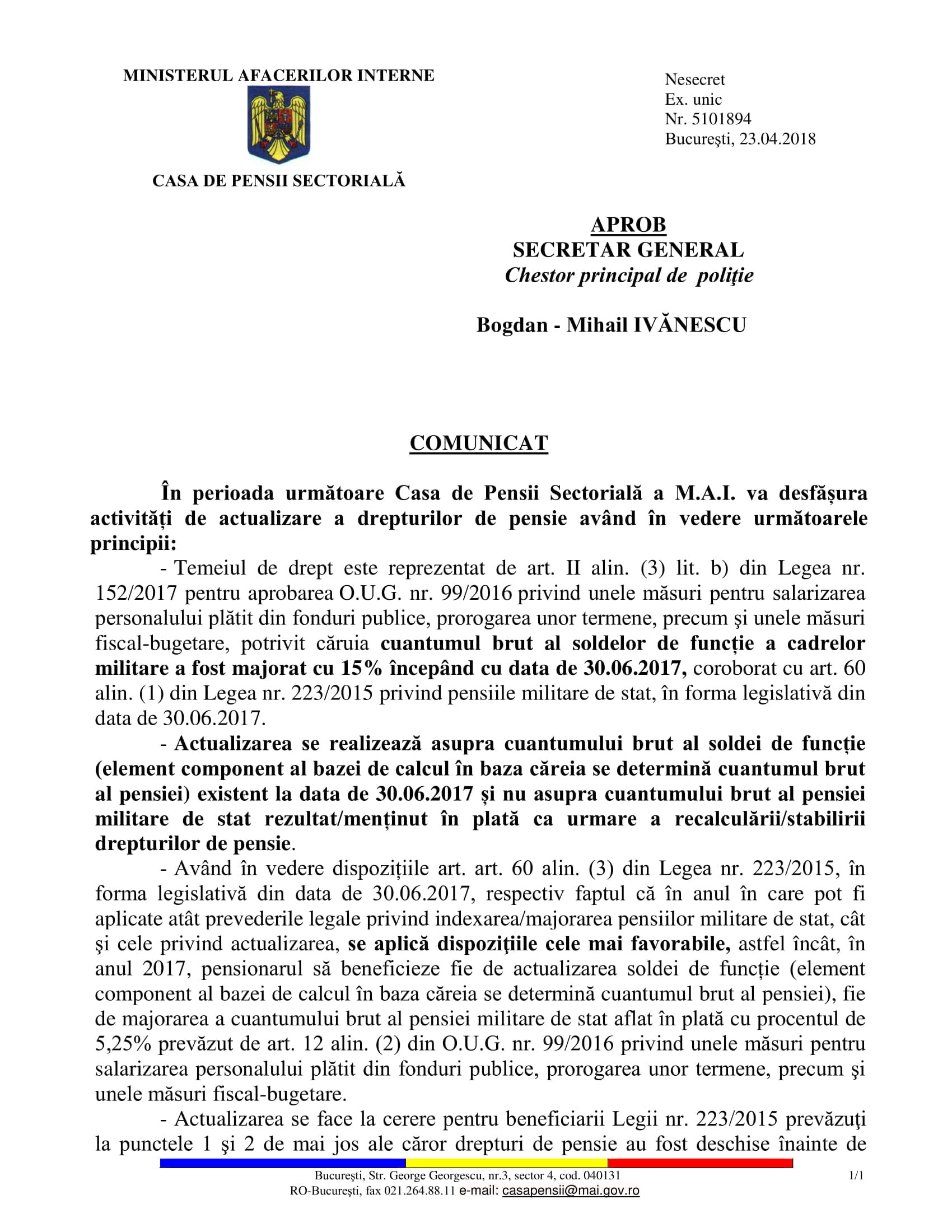 Pensiile Militare Vor Fi Reactualizate AnunÈul A Fost FÄcut De Casa De Pensii SectorialÄ Europol Sindicatul PoliÈiÈtilor Europeni