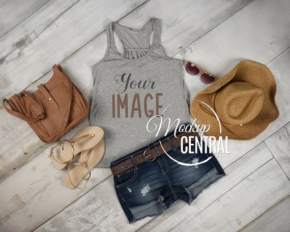 Download Blank Gray Bella Canvas Tank Top Apparel Mockup Fashion ...